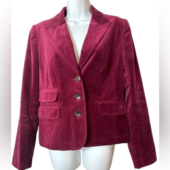 ANN TAYLOR LOFT Velvety Burgundy Blazer Women’s Size 10 - Picture 1 of 12